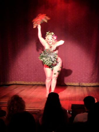 Burlesque performer nipple slip stage